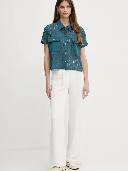 Классическая ошейниковый рубашка Morgan зеленая