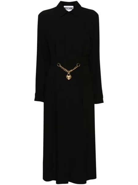 Sukienka koszulowa Moschino w serca czarna