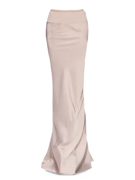 Fusta maxi Rick Owens din satin roz