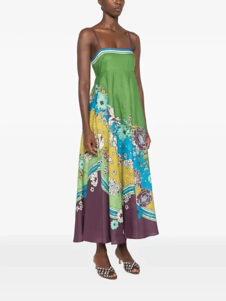 Rochie midi Alemais cu model floral cu imagine verde