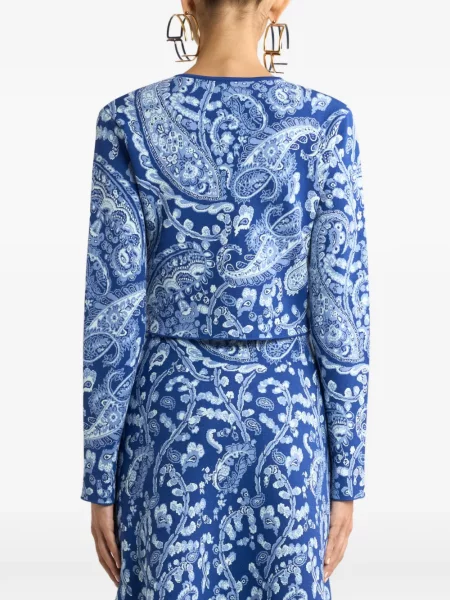 Cardigan Etro cu model paisley din jacard albastru