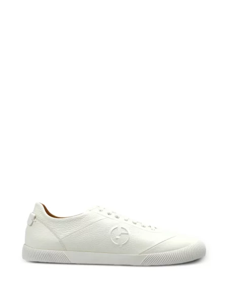 Sneakerși Giorgio Armani din piele cu autograf alb