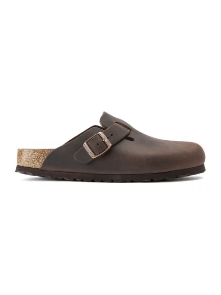 Klapki Birkenstock skórzane brązowe