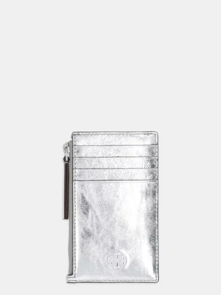 Tory Burch portofel de piele Fleming argintiu