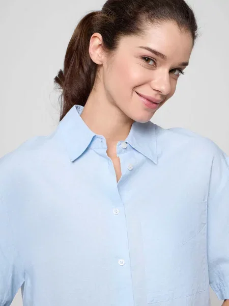 Сорочка повсякденна PRPY льон/бавовна блакитний