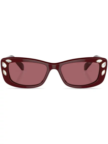 Ochelari de soare dreptunghiulari Swarovski de cristal roșu