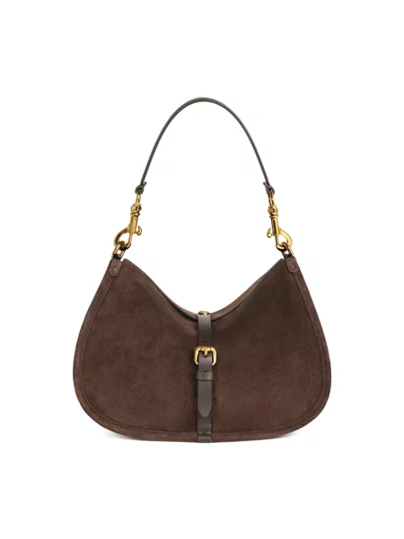 Torebka skórzana Etro zamszowa brązowa