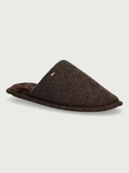 Tommy Hilfiger Pantofle HERRINGBONE HOUSE SHOE hnědé