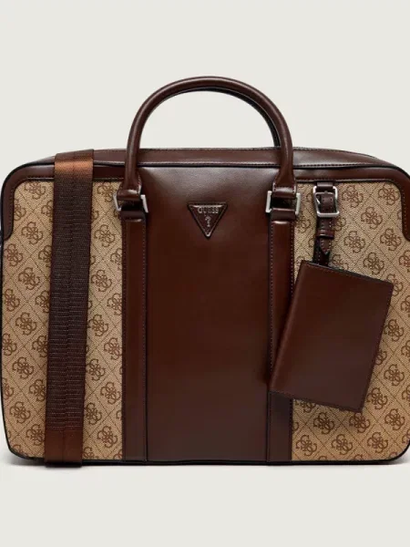 Guess geantă de laptop bărbați MILANO bej