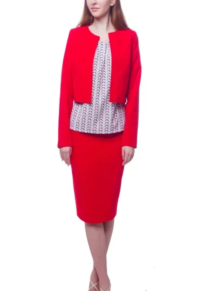 Спідниця міді LadyLike бавовна/поліестер червоний