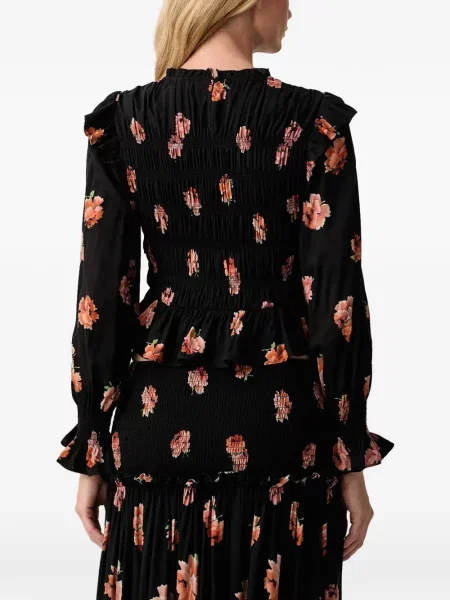 Top Allsaints cu model floral cu imagine negru