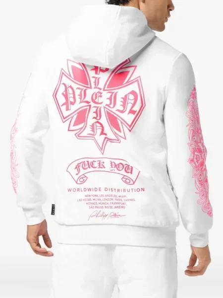 Hanorac cu glugă Philipp Plein alb