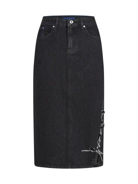 Džínová sukně Karl Lagerfeld s kamínky černé
