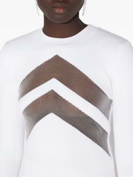 Top Jean Paul Gaultier cu decolteu rotund alb