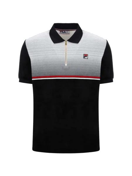 Polo Fila din velur cu dungi negru