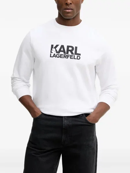 Kerek nyakú szvetter Karl Lagerfeld nyomtatás fehér