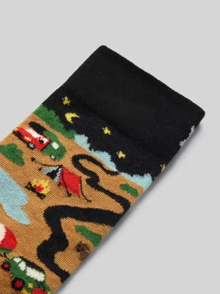Skarpety z nadruk z logo model Camping' Happy Socks beżowe
