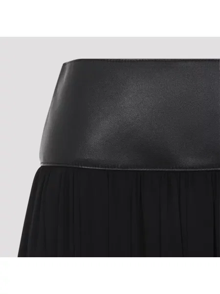 Spódnica skórzana Alaïa z paskiem czarna