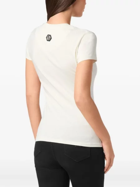 Tricou Philipp Plein cu aplicații alb