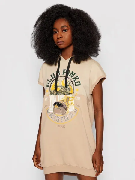 Pinko Rochie tricotată Statistica Loose Fit bej