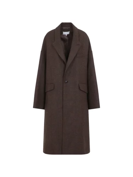 Palton Maison Margiela de lână în carouri maro