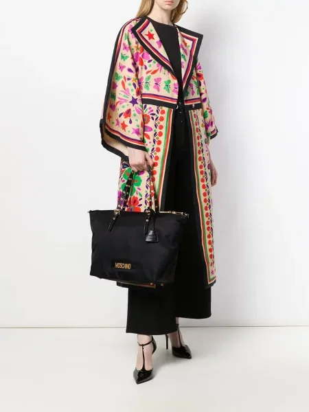 Geantă shopper Moschino cu autograf negru