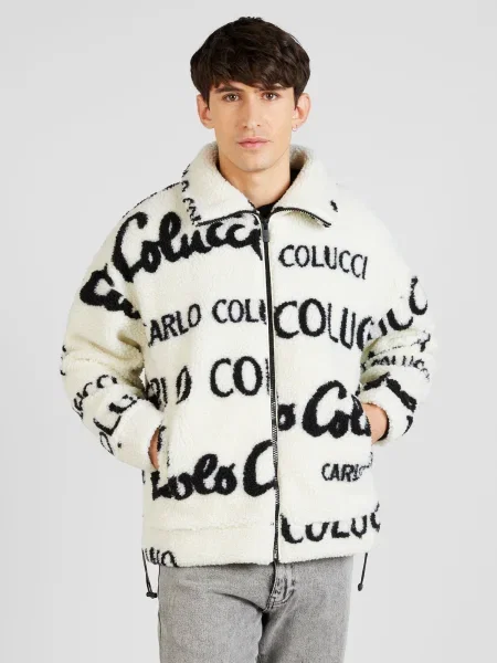 Carlo Colucci Jachetă fleece negru / murdar alb