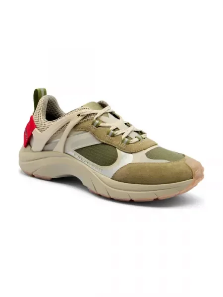 HUGO Sneakers cu adaos de piele verde