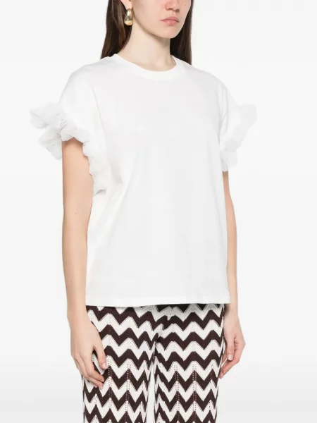 Tricou Twinset cu volane alb