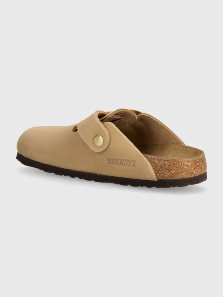 Шлепанцы Birkenstock с пряжкой бежевые