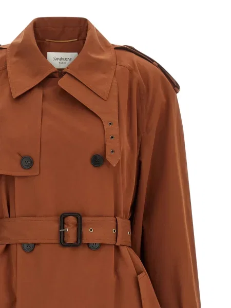 Trencz Saint Laurent dwurzędowy brązowy