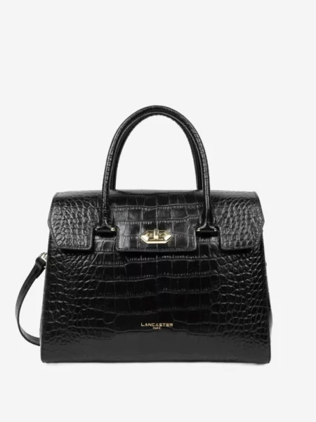 LANCASTER Paris Kabelka Lancaster Sac à Main A rabat avec fermoir Exotic Croco Noir Croco' černá