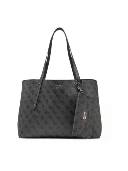 Duża torebka skórzana Guess skórzana czarna