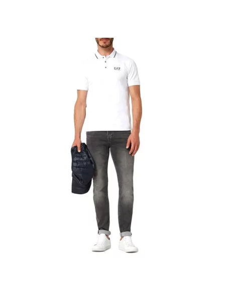 Koszulka polo Ea7 Emporio Armani z nadrukiem biała