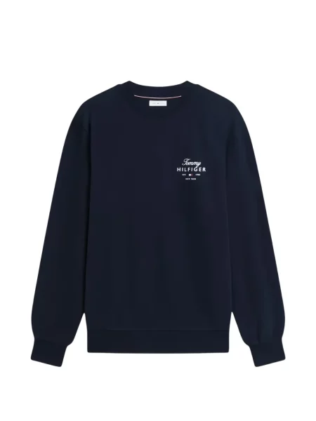 Hanorac crewneck Tommy Hilfiger cu decolteu rotund cu autograf albastru