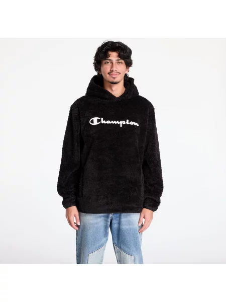 Bluza z kapturem ze sztucznego kożuszka Champion czarna