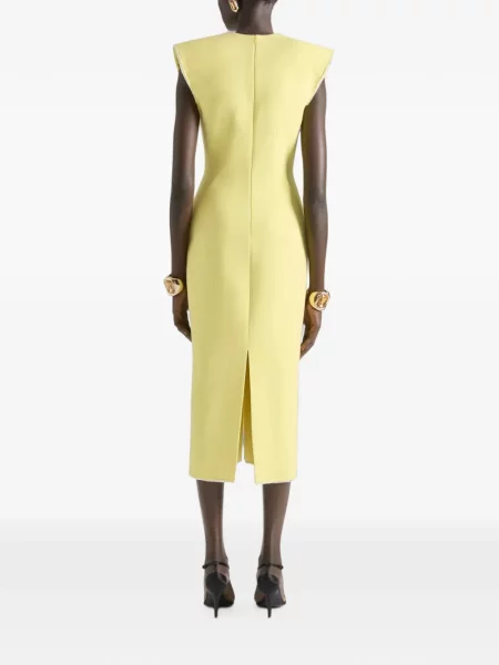 Rochie tip creion Givenchy de lână cu decolteu în V galben