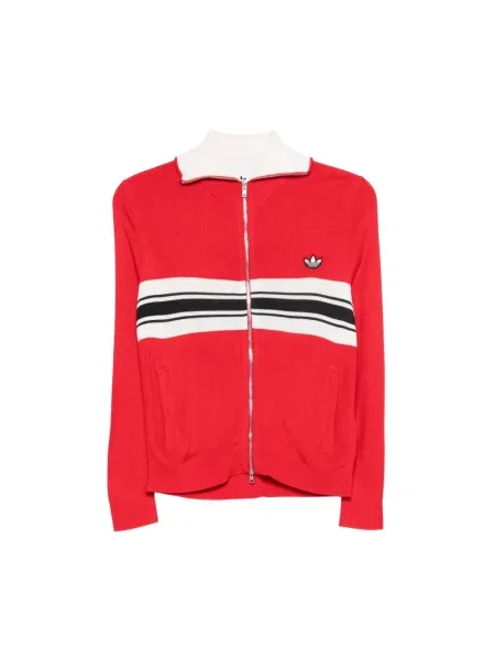 Dzianinowy top sportowy Adidas do biegania czerwony