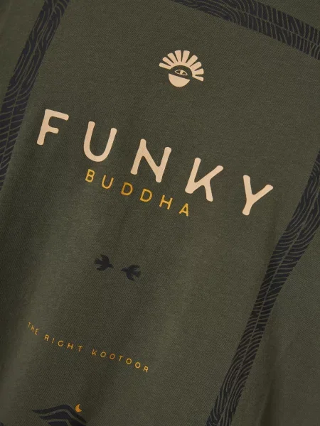 Funky Buddha Tričko svetlobéžová / karí / olivová čierna
