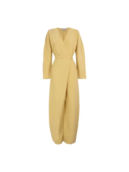 Lniany kombinezon Cortana żółty