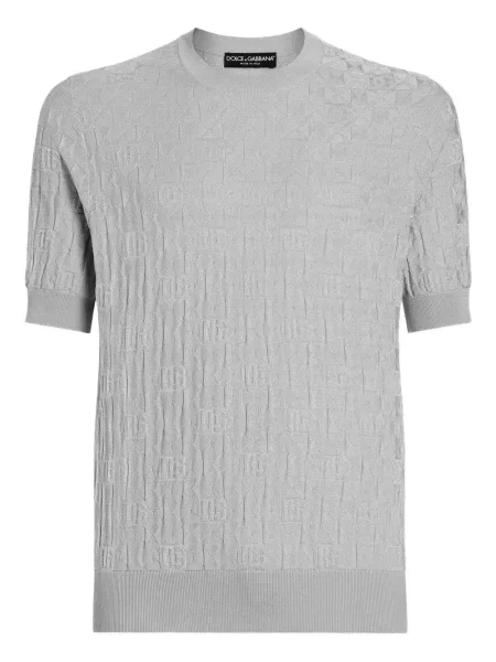 Cămașă Dolce & Gabbana tricotate scurtă gri