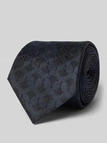 Krawat z jedwabiu we wzór na całej powierzchni Joop! Collection granatowy
