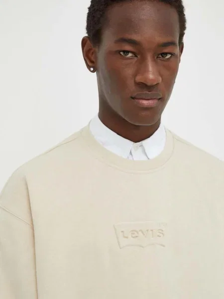 Levi's bluza z bawełną RELAXD GRAPHIC CREW beżowa