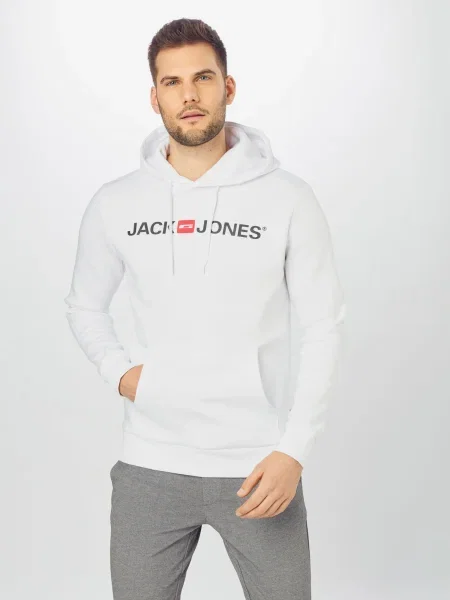 JACK & JONES Sweater majica crvena / crna bijela