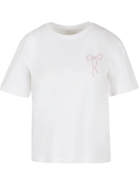 Miss Tee Tricou Bow Oneliner sângeriu alb