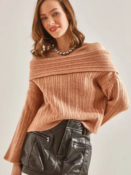 Bianco Lucci Pulover caramel maro