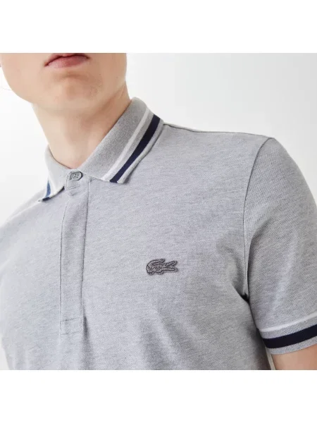 Lacoste Koszulka Polo W Paski Slim Fit szara