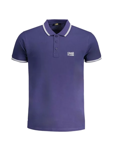 Tricou polo Cavalli Class cu broderie albastru