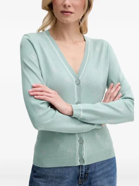 Stras cardigan Guess cu decolteu în V verde