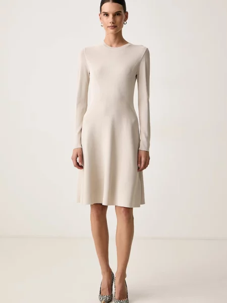 Armani Exchange rochie cu vâscoză bej